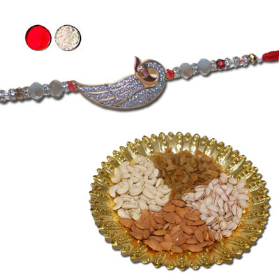 "RAKHIS -AD 4310 A (Single Rakhi) , Dryfruit Thali - code RD700 - Click here to View more details about this Product